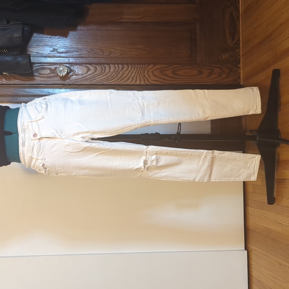 Distressed White Jeans